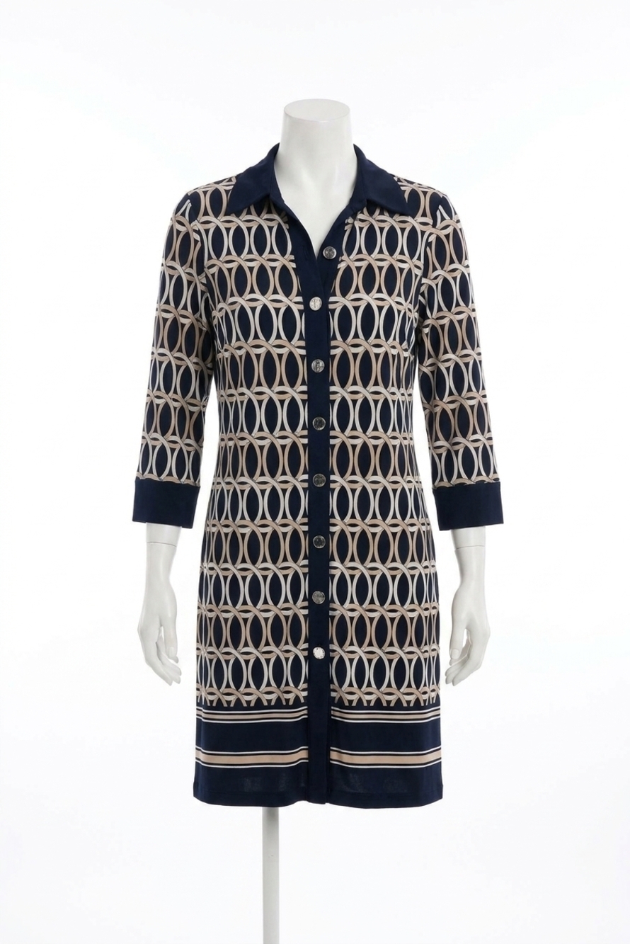 NEW JOSEPH RIBKOFF geometric shirt dress